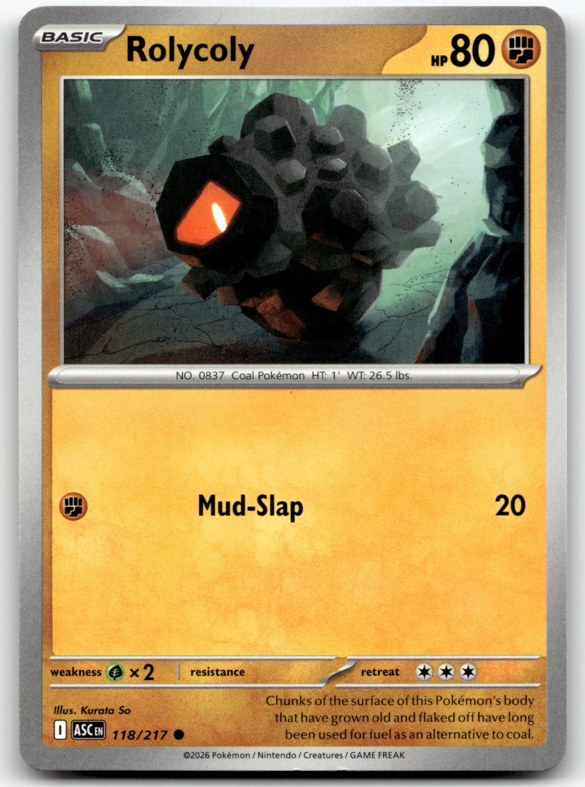 Rolycoly 118/217 Common Ascended Heroes Pokemon Near Mint