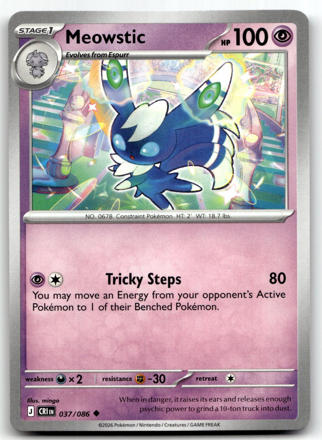 Meowstic 037/086 Uncommon Chaos Rising Pokemon Near Mint