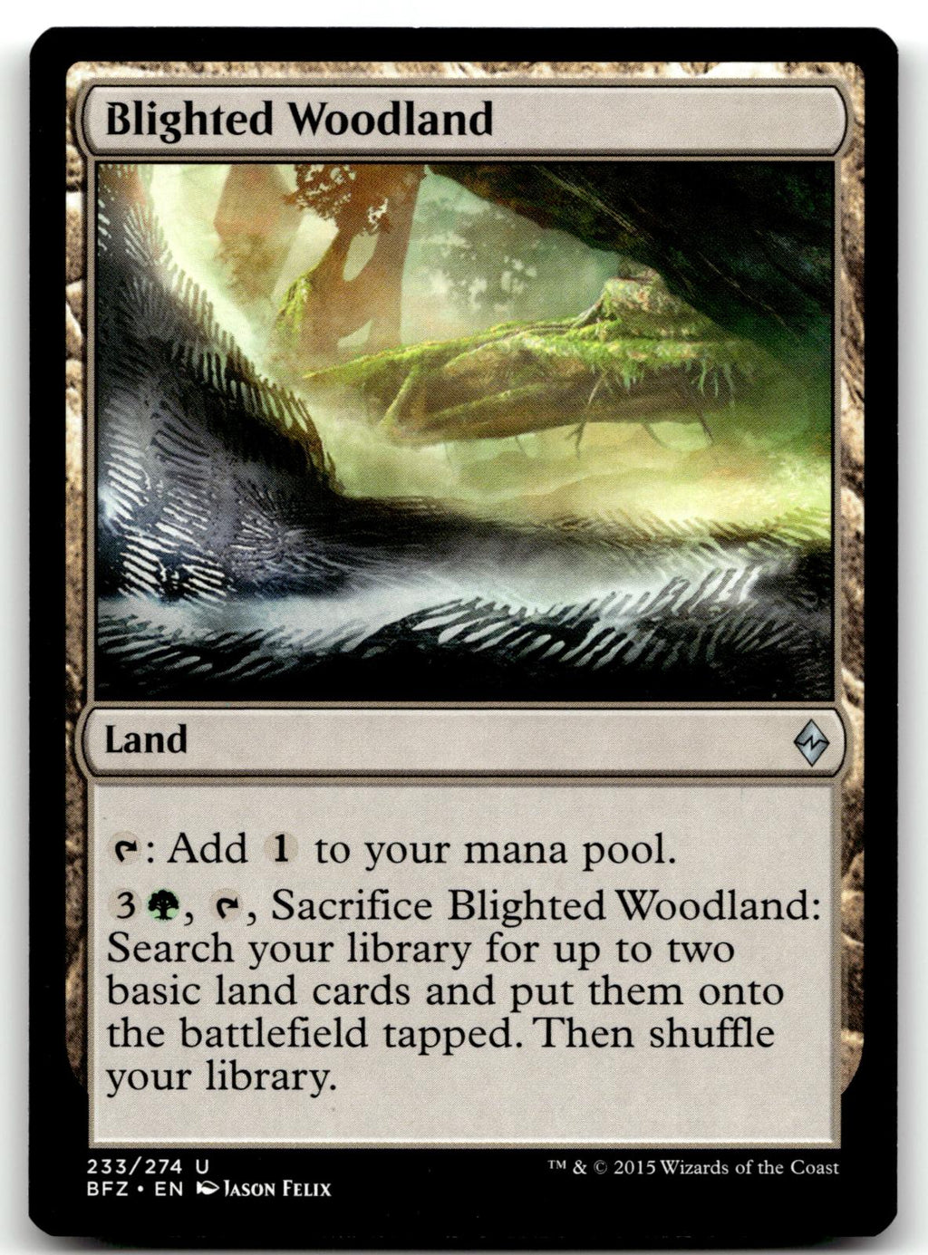 Blighted Woodland 233 Uncommon Battle for Zendikar Magic: The Gathering NM