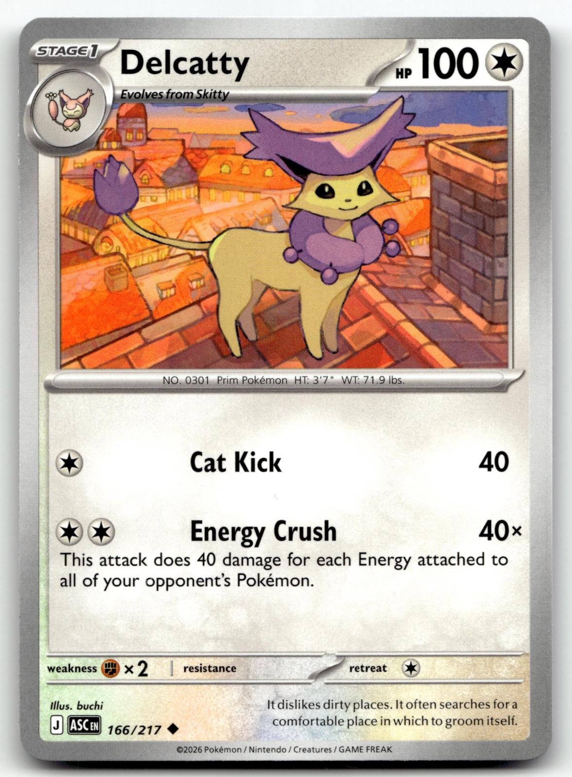 Delcatty 166/217 Uncommon Ascended Heroes Pokemon Near Mint
