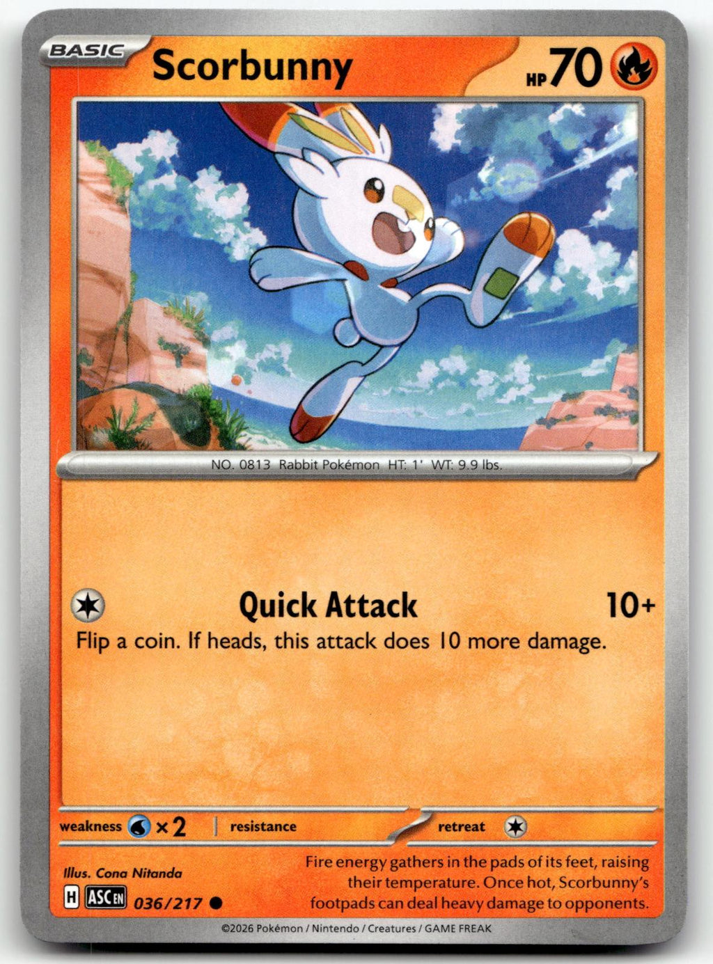 Scorbunny 036/217 Common Ascended Heroes Pokemon Near Mint