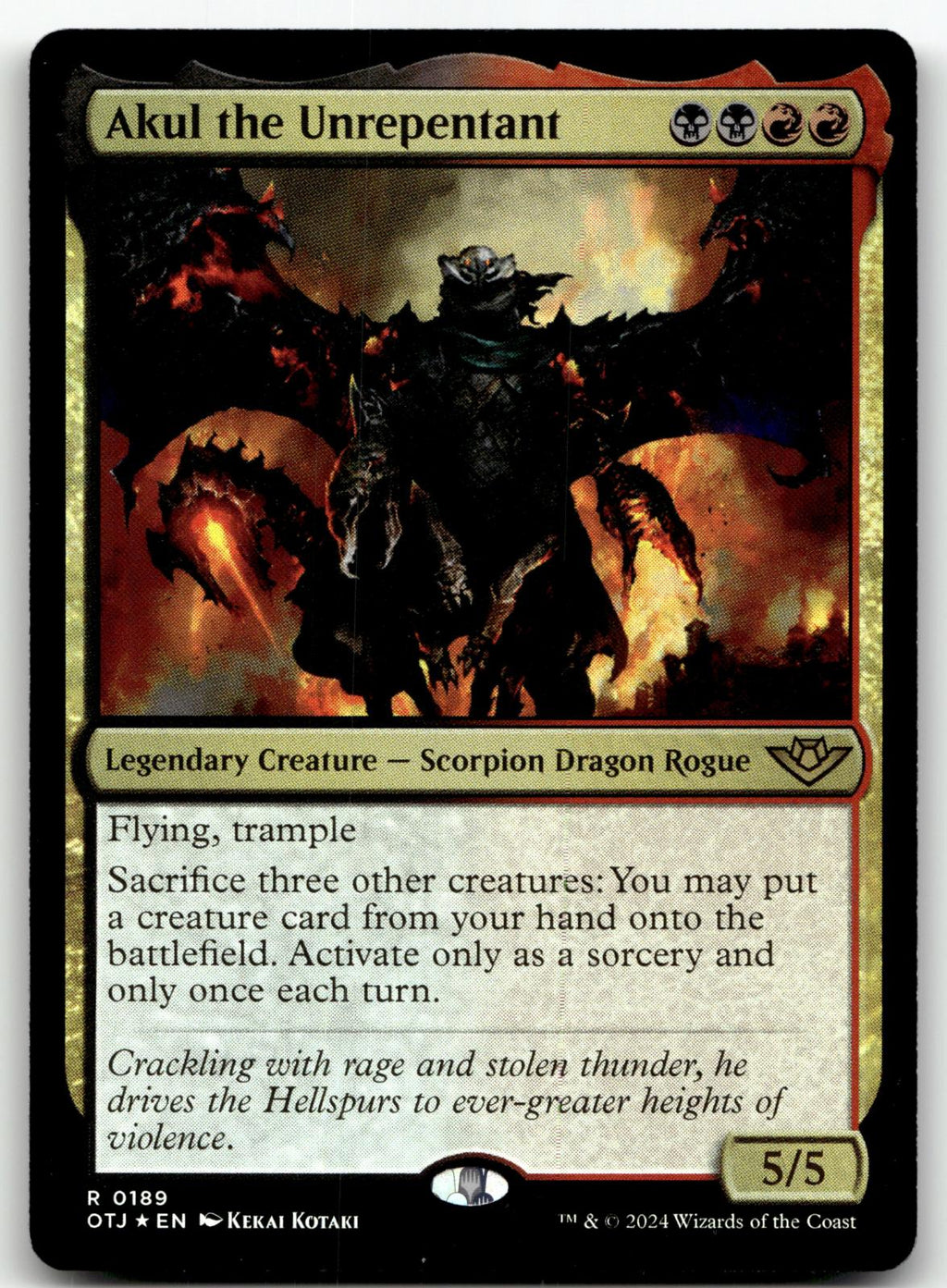 Akul the Unrepentant 189 Outlaws of Thunder Junction Magic: The Gathering Foil NM