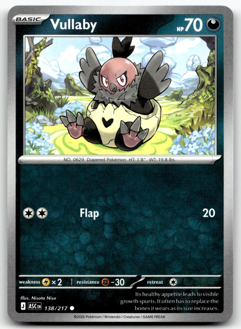 Vullaby 138/217 Common Ascended Heroes Pokemon Near Mint