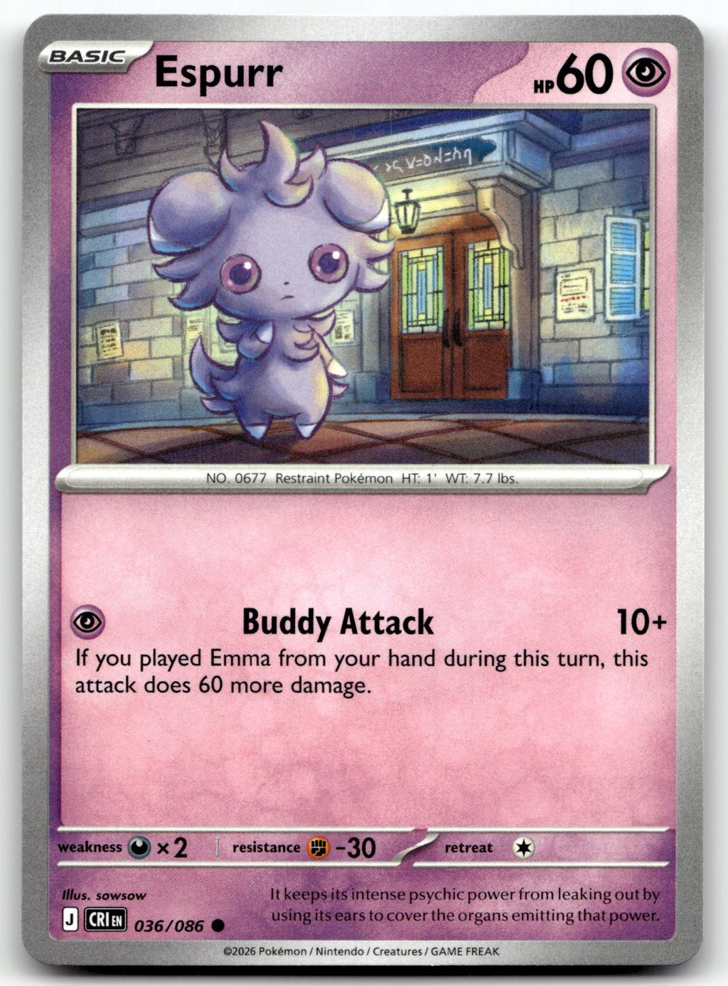 Espurr 036/086 Common Chaos Rising Pokemon Near Mint