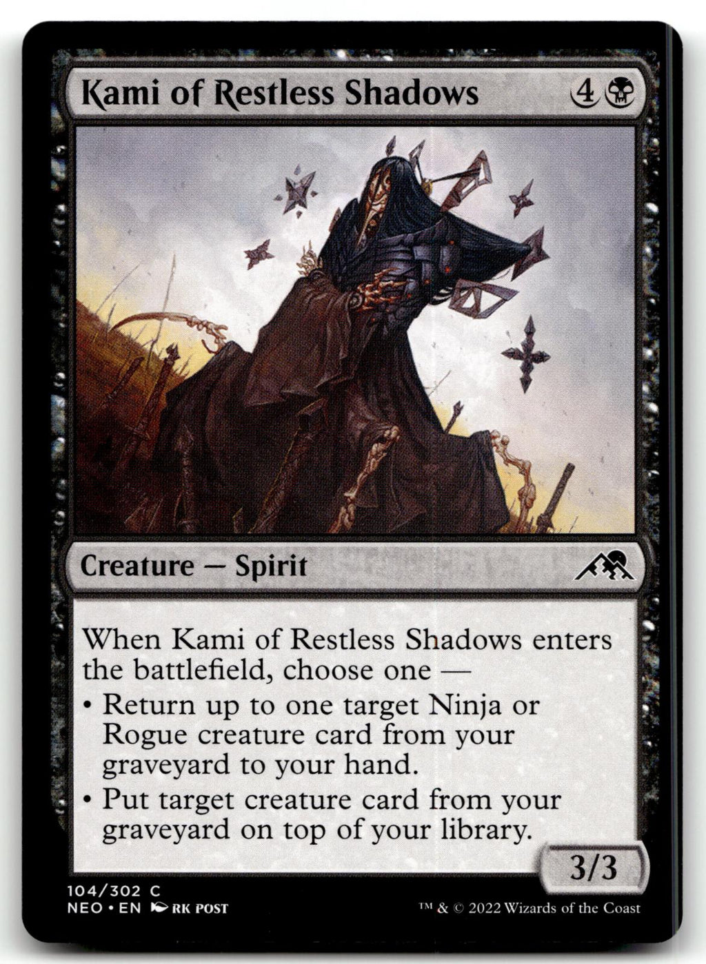 Kami of Restless Shadows 104 Kamigawa: Neon Dynasty Magic: The Gathering NM