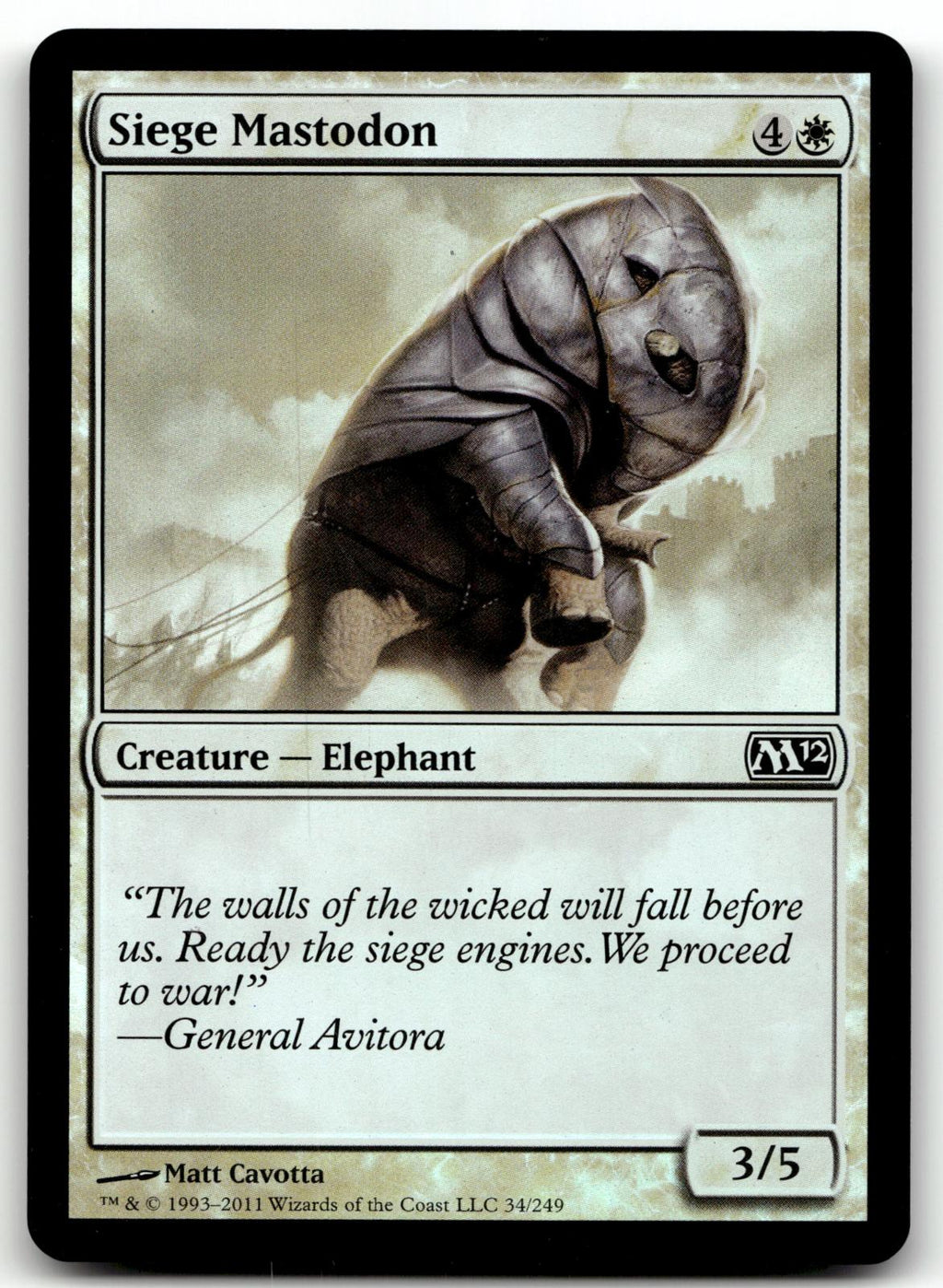 Siege Mastodon 34 Common Magic 2012 (M12) Magic: The Gathering Foil Near Mint