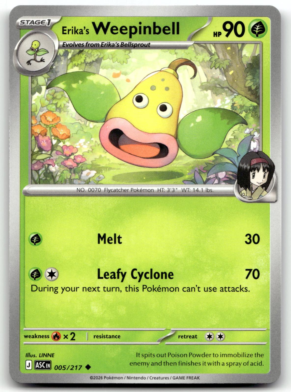 Erika's Weepinbell 005/217 Uncommon Ascended Heroes Pokemon Near Mint