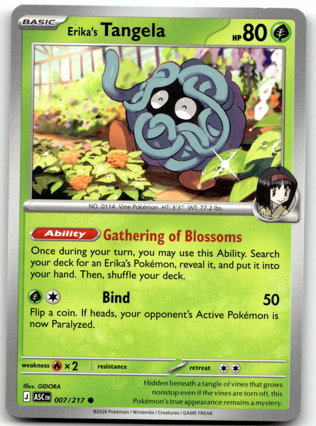 Erika's Tangela 007/217 Common Ascended Heroes Pokemon Near Mint