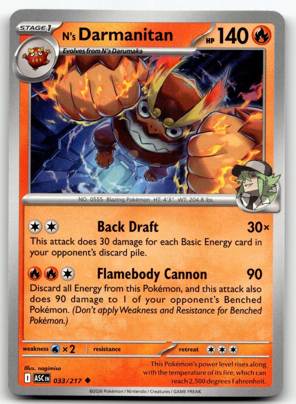 N's Darmanitan 033/217 Uncommon Ascended Heroes Pokemon Near Mint