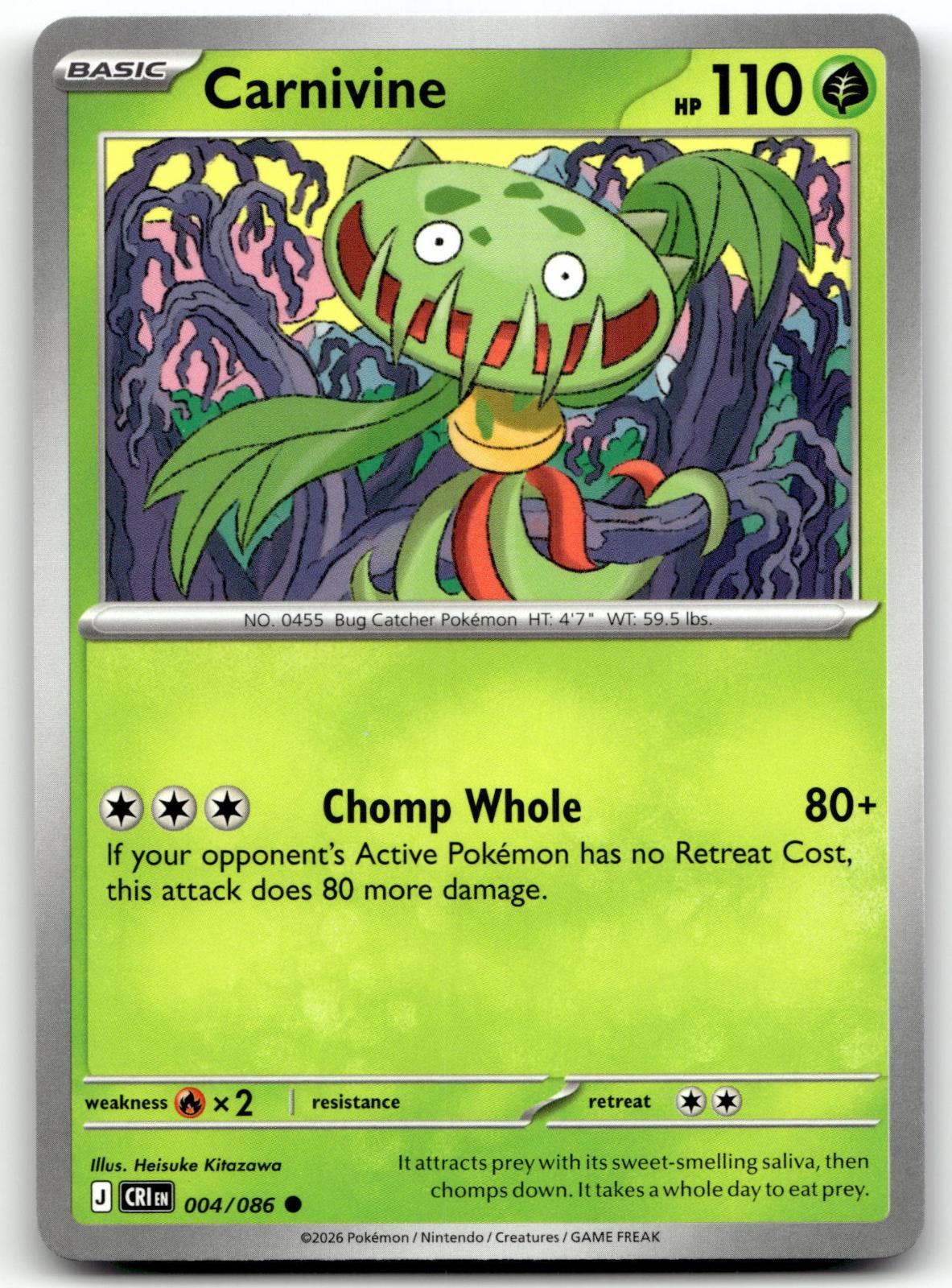 Carnivine 004/086 Common Chaos Rising Pokemon Near Mint