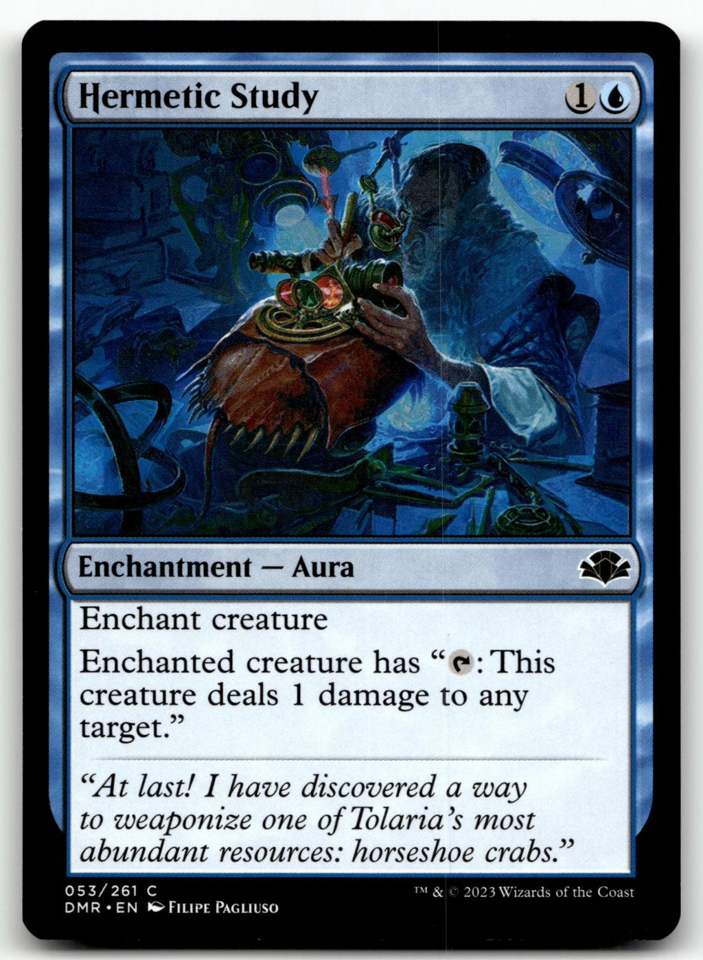 Hermetic Study 53 Common Dominaria Remastered Magic: The Gathering Near Mint