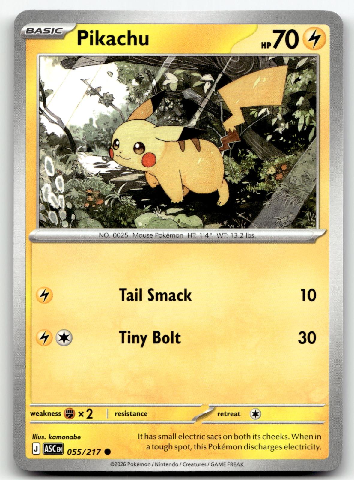 Pikachu 055/217 Common Ascended Heroes Pokemon Near Mint