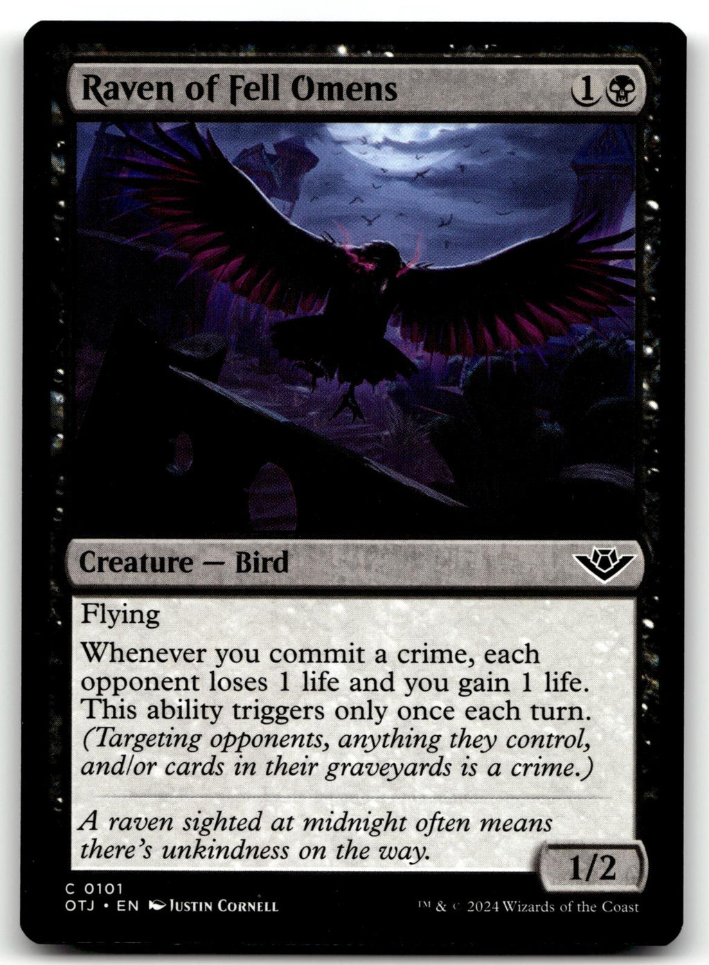 Raven of Fell Omens 101 Outlaws of Thunder Junction Magic: The Gathering NM