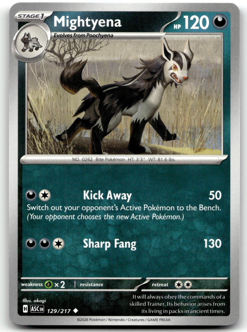 Mightyena 129/217 Uncommon Ascended Heroes Pokemon Near Mint