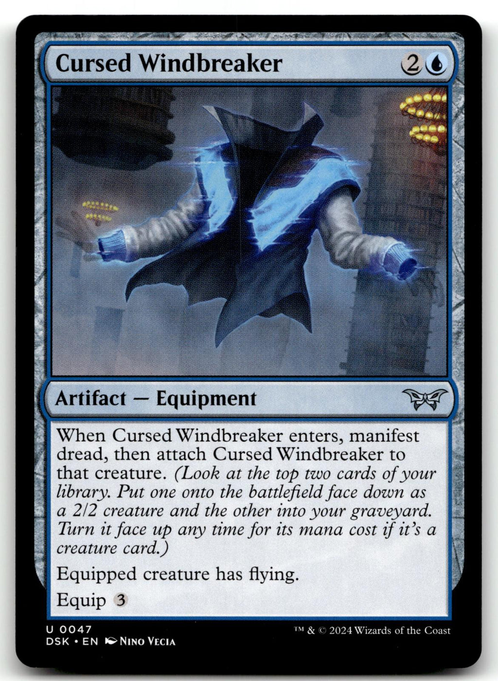 Cursed Windbreaker 47 Duskmourn: House of Horror Magic: The Gathering NM