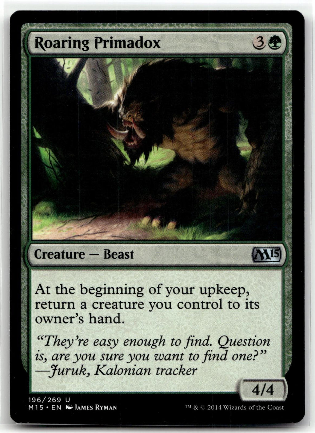 Roaring Primadox 196 Uncommon Magic 2015 (M15) Magic: The Gathering Near Mint
