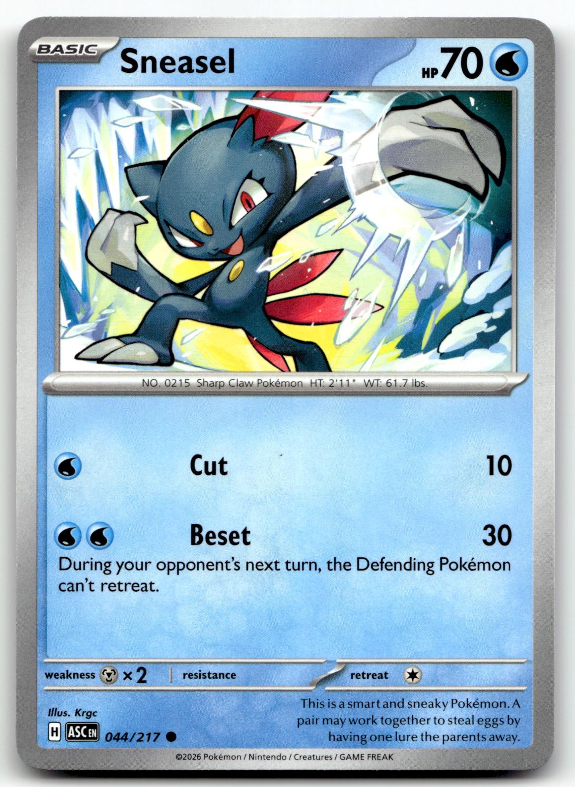 Sneasel 044/217 Common Ascended Heroes Pokemon Near Mint