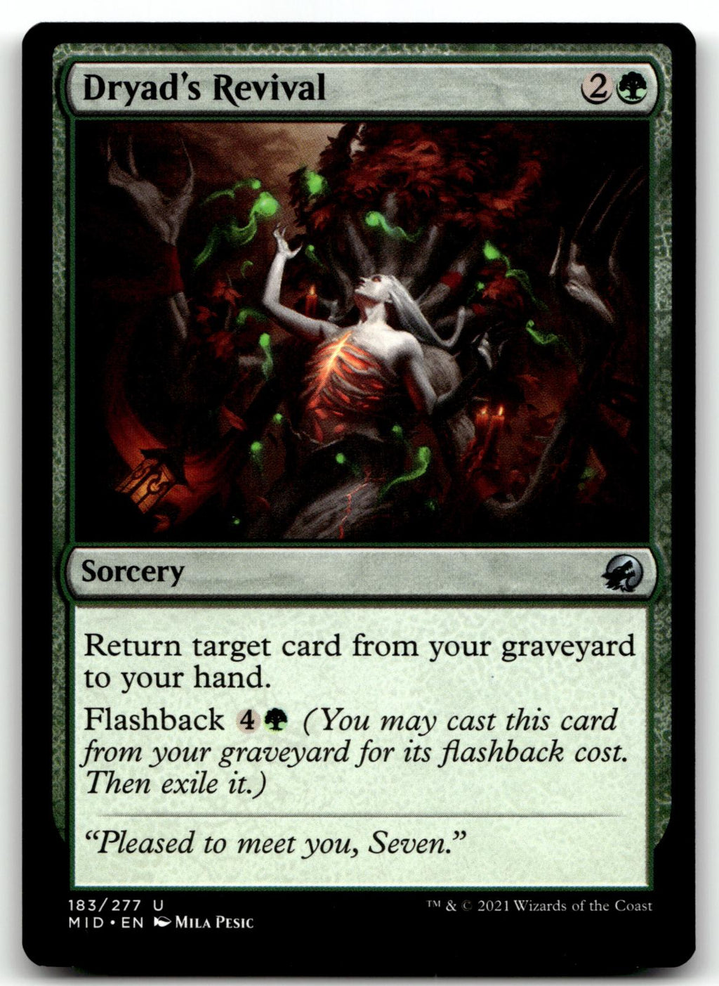 Dryad's Revival 183 Uncommon Innistrad: Midnight Hunt Magic: The Gathering NM