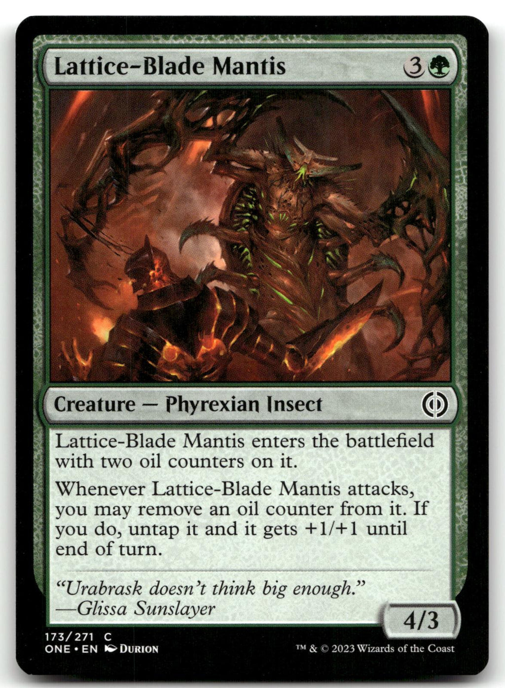 Lattice-Blade Mantis 173 Phyrexia: All Will Be One Magic: The Gathering NM
