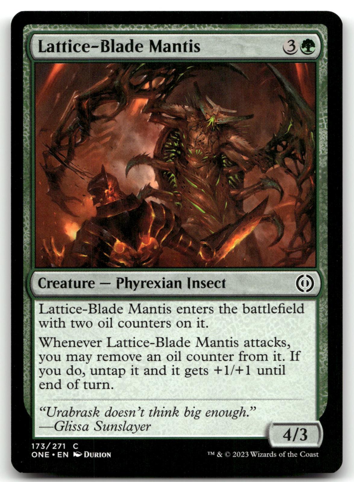 Lattice-Blade Mantis 173 Phyrexia: All Will Be One Magic: The Gathering NM