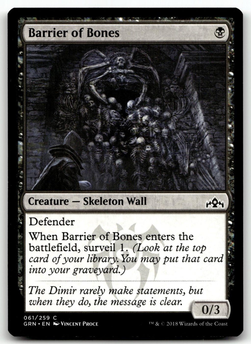 Barrier of Bones 61 Common Guilds of Ravnica Magic: The Gathering Near Mint