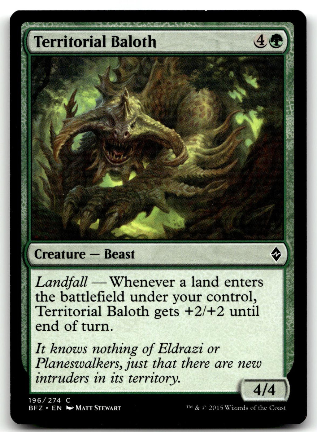 Territorial Baloth 196 Common Battle for Zendikar Magic: The Gathering Near Mint