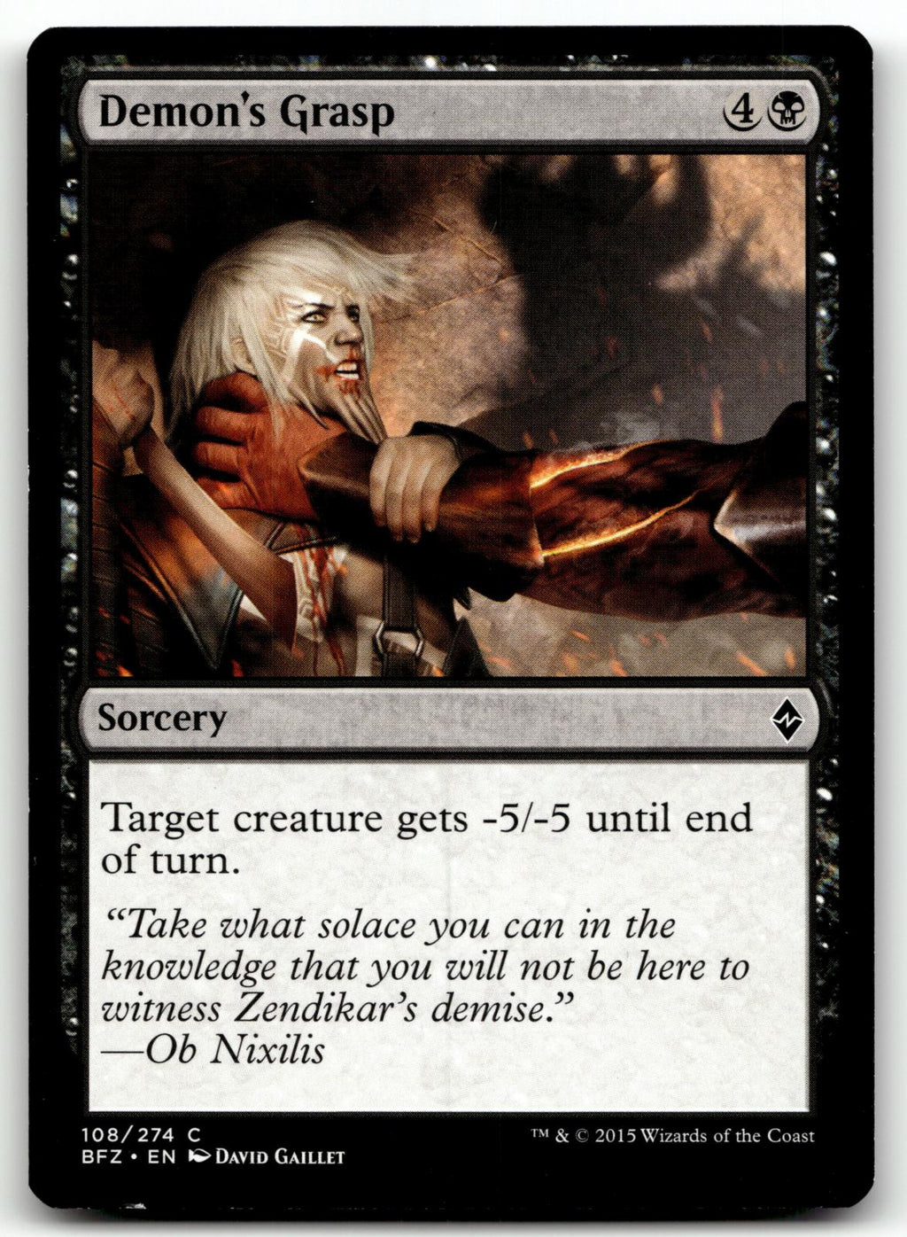 Demon's Grasp 108 Common Battle for Zendikar Magic: The Gathering Near Mint