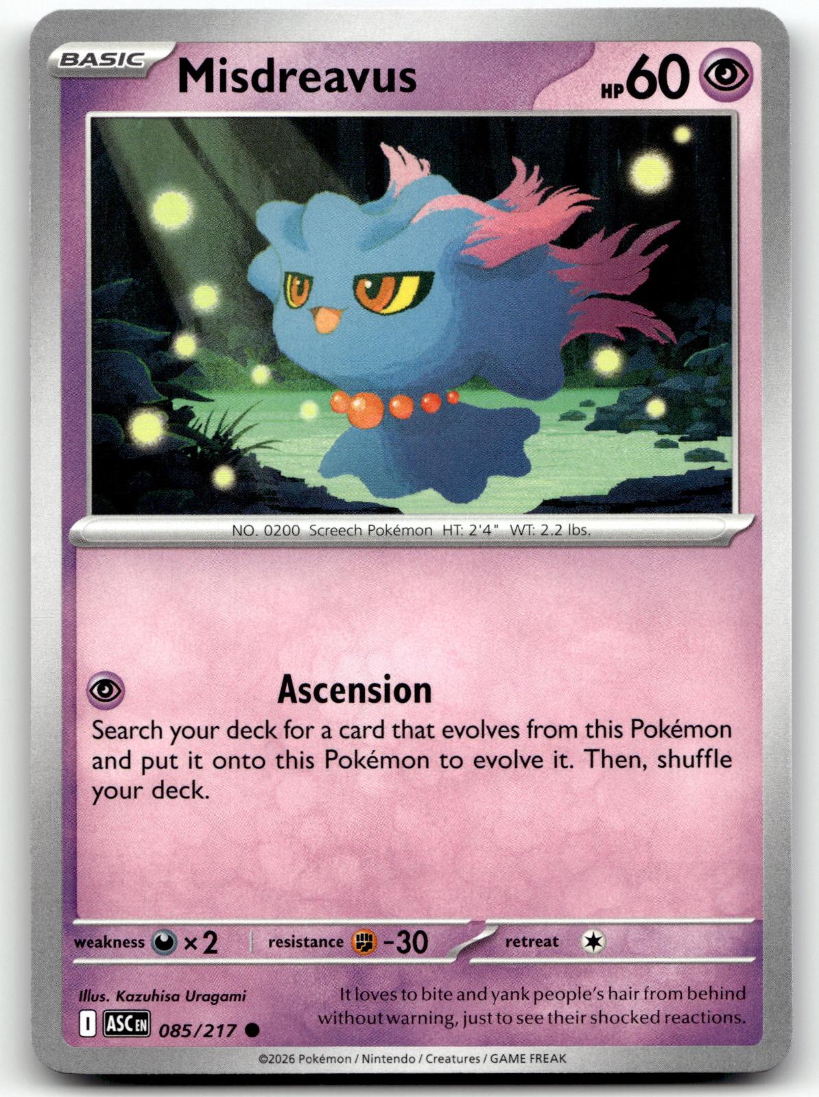 Misdreavus 085/217 Common Ascended Heroes Pokemon Near Mint