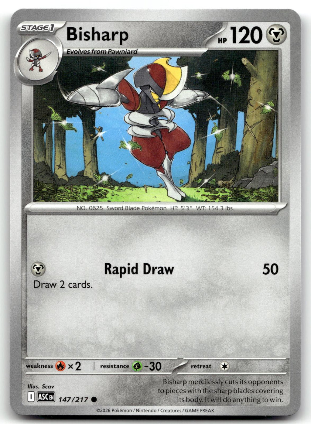 Bisharp 147/217 Common Ascended Heroes Pokemon Near Mint