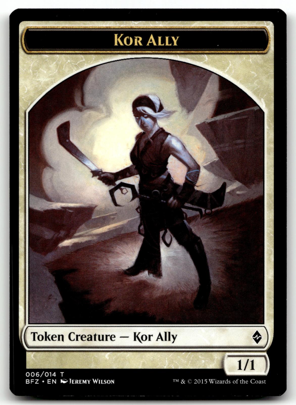 Kor Ally Token 6 Token Battle for Zendikar Magic: The Gathering Near Mint
