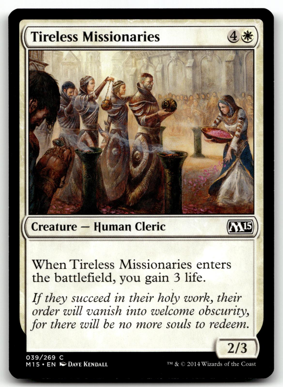 Tireless Missionaries 39 Common Magic 2015 (M15) Magic: The Gathering Near Mint