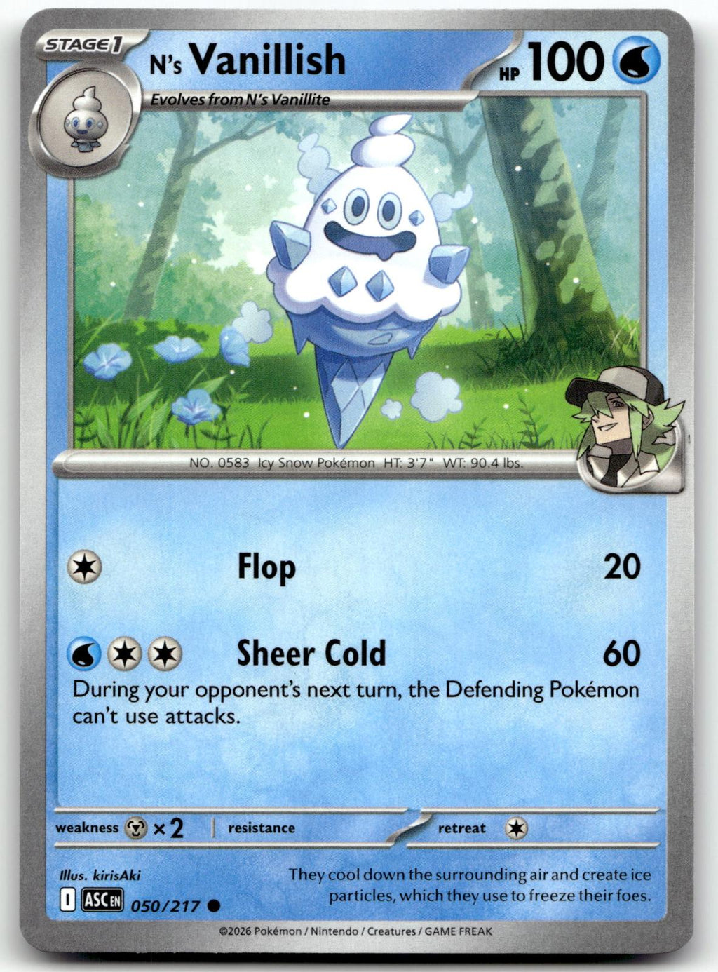 N's Vanillish 050/217 Common Ascended Heroes Pokemon Near Mint