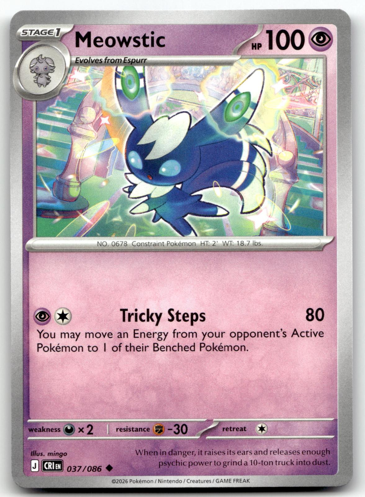 Meowstic 037/086 Uncommon Chaos Rising Pokemon Near Mint