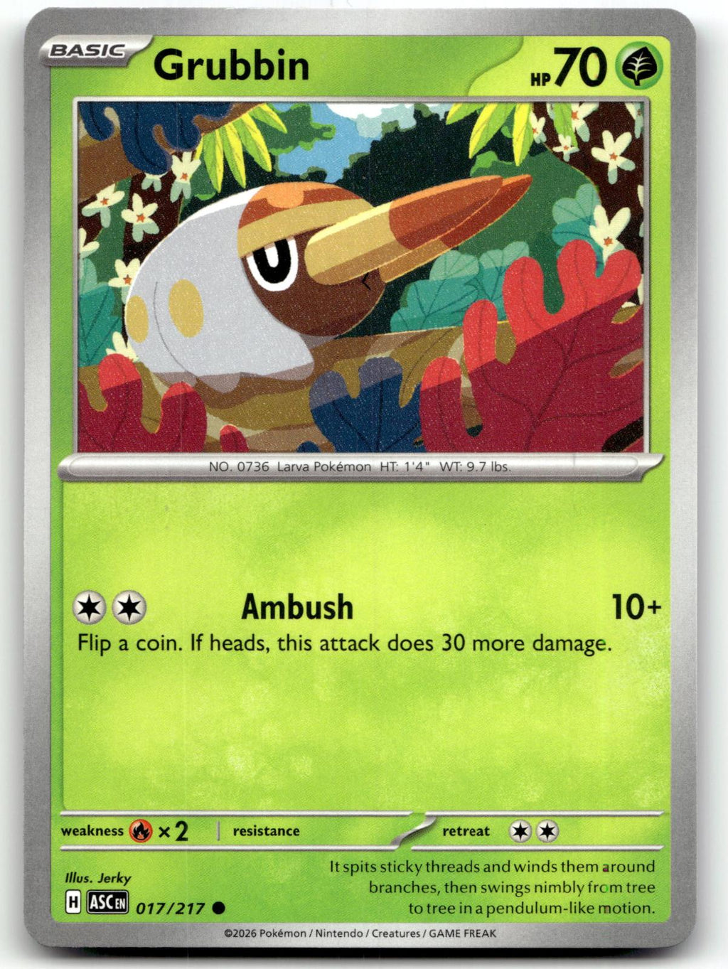 Grubbin 017/217 Common Ascended Heroes Pokemon Near Mint