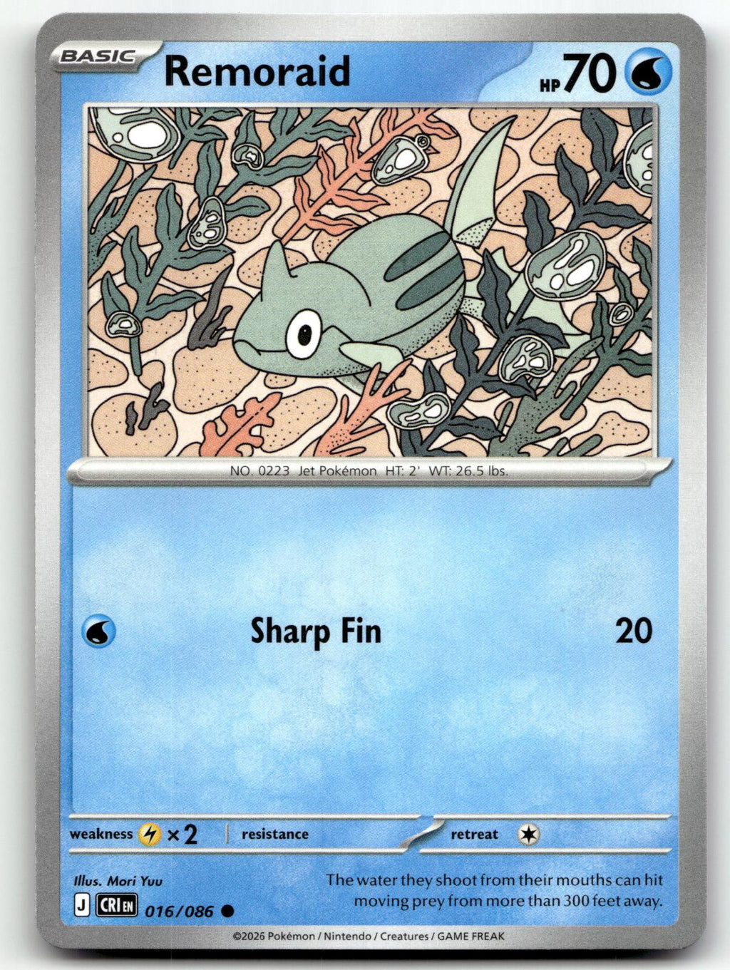 Remoraid 016/086 Common Chaos Rising Pokemon Near Mint
