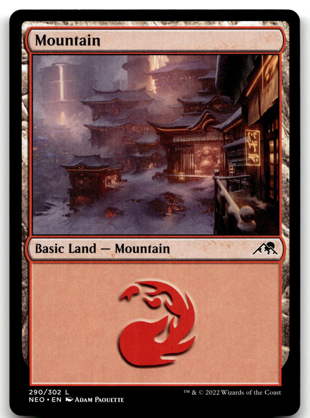 Mountain (290) 290 Land Kamigawa: Neon Dynasty Magic: The Gathering Near Mint