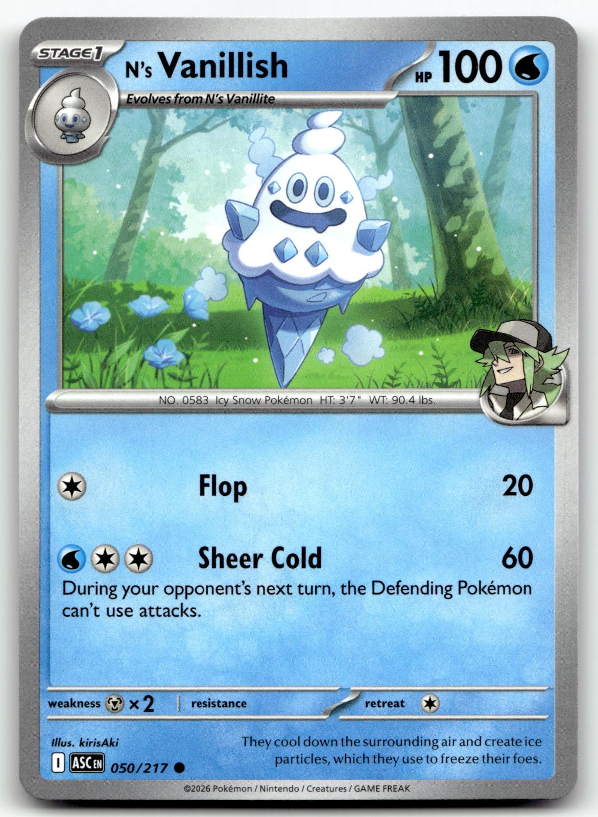 N's Vanillish 050/217 Common Ascended Heroes Pokemon Near Mint