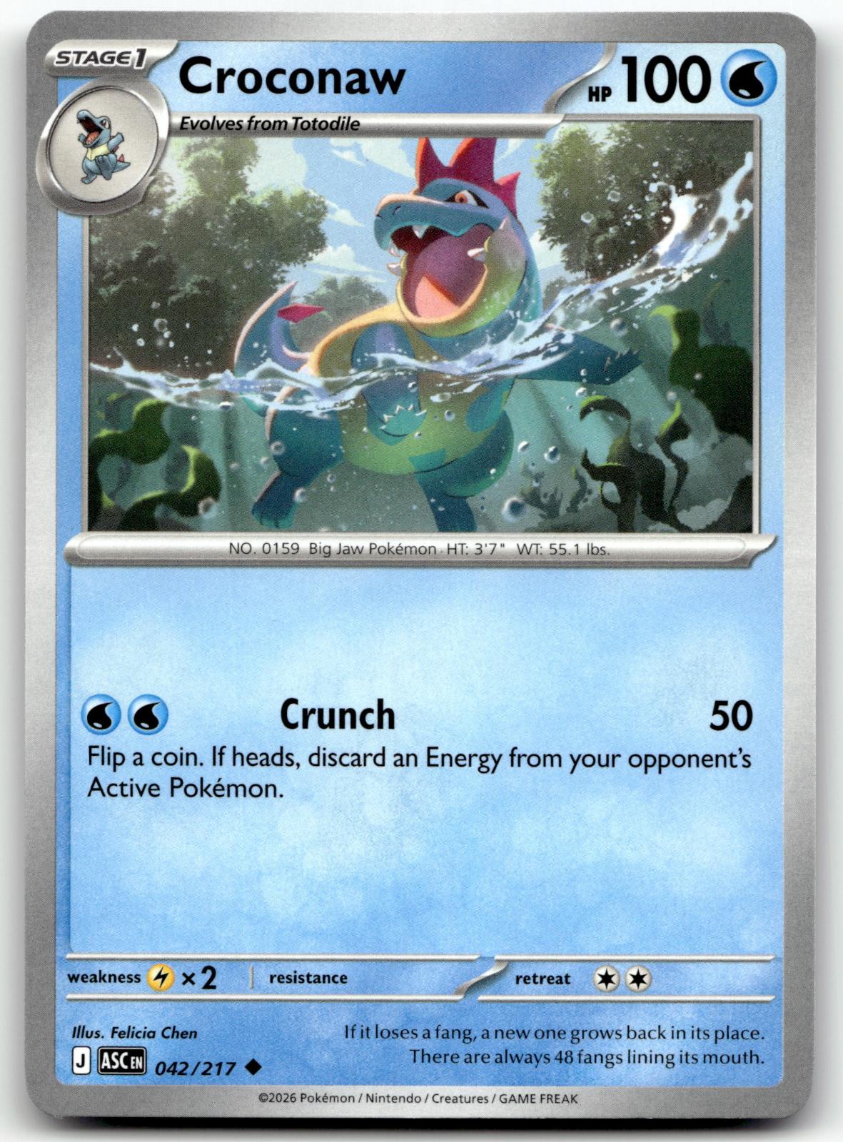 Croconaw 042/217 Uncommon Ascended Heroes Pokemon Near Mint