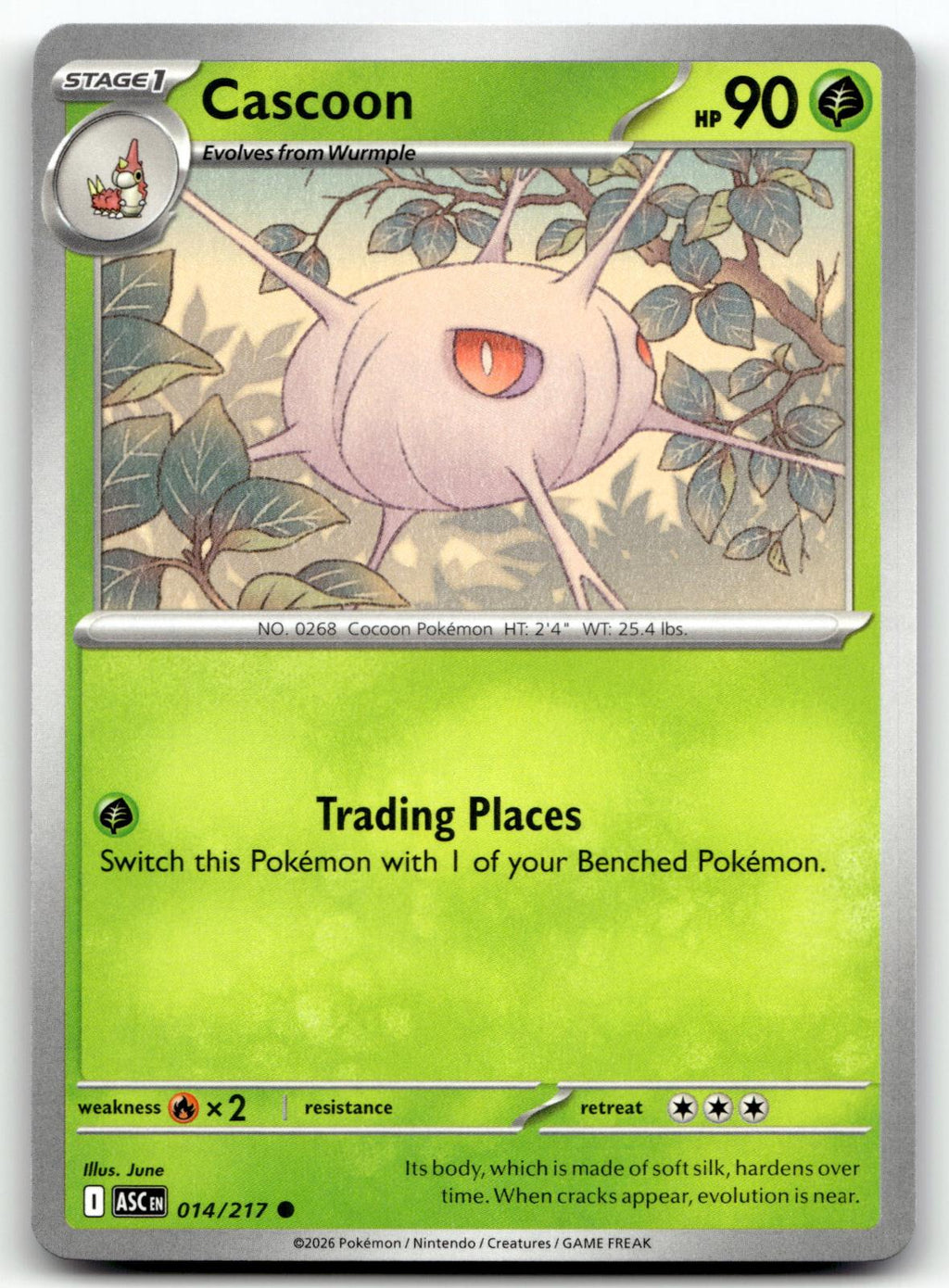 Cascoon 014/217 Common Ascended Heroes Pokemon Near Mint