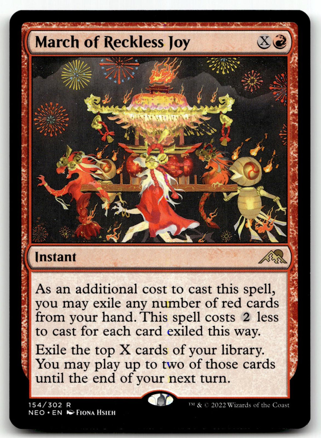 March of Reckless Joy 154 Rare Kamigawa: Neon Dynasty Magic: The Gathering NM