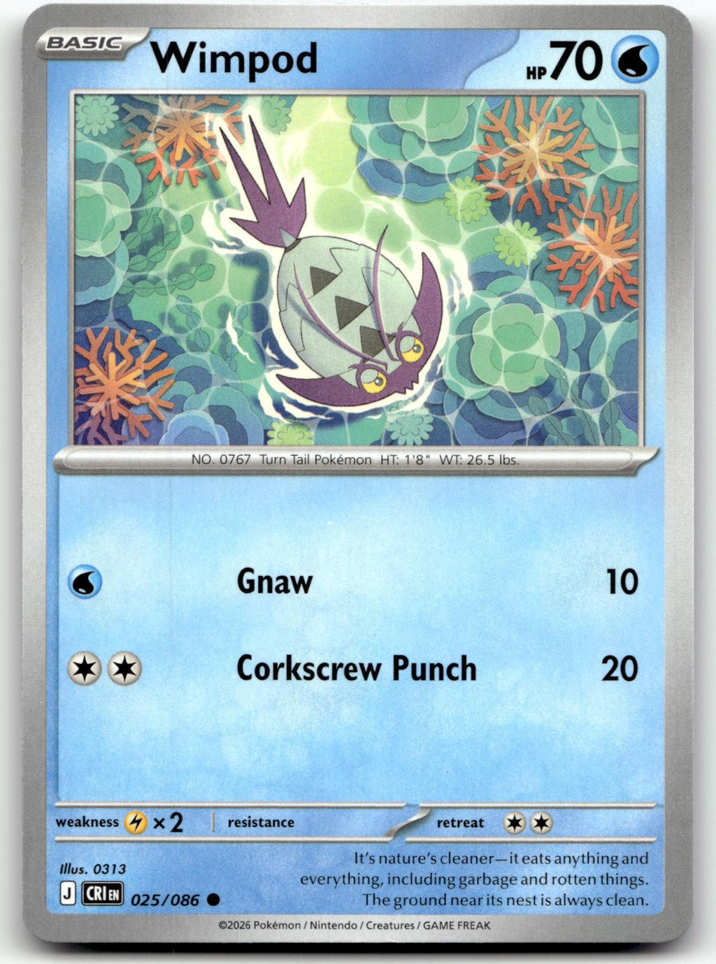 Wimpod 025/086 Common Chaos Rising Pokemon Near Mint