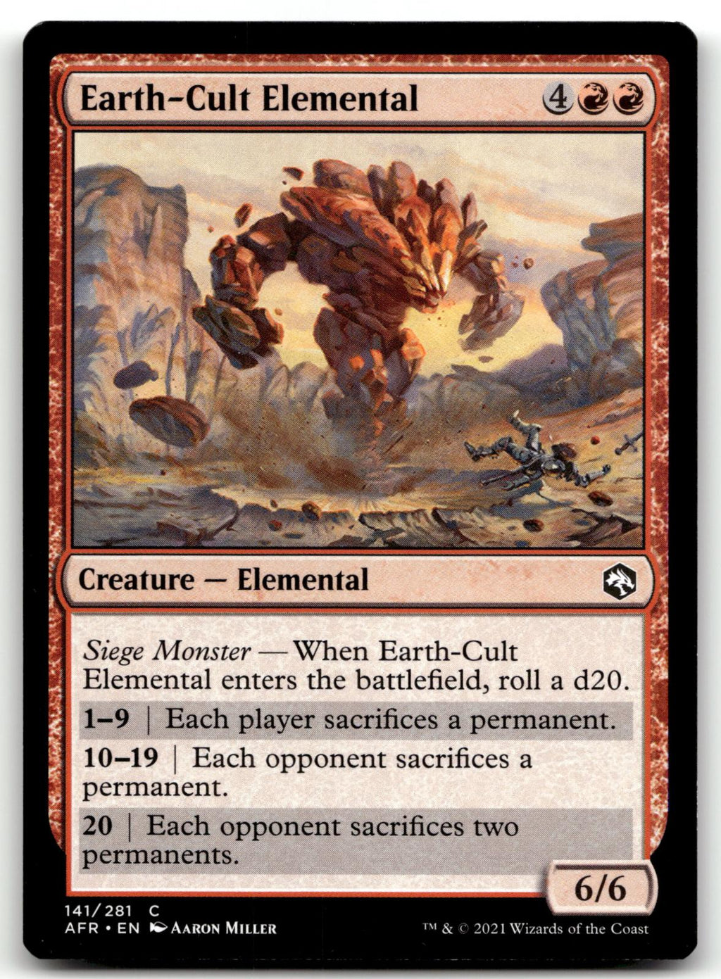 Earth-Cult Elemental 141 Adventures in the Forgotten Realms Magic: The Gathering NM
