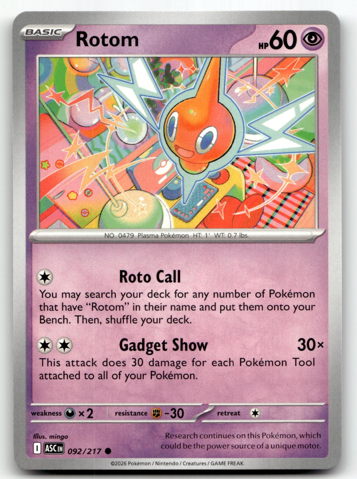Rotom 092/217 Common Ascended Heroes Pokemon Near Mint