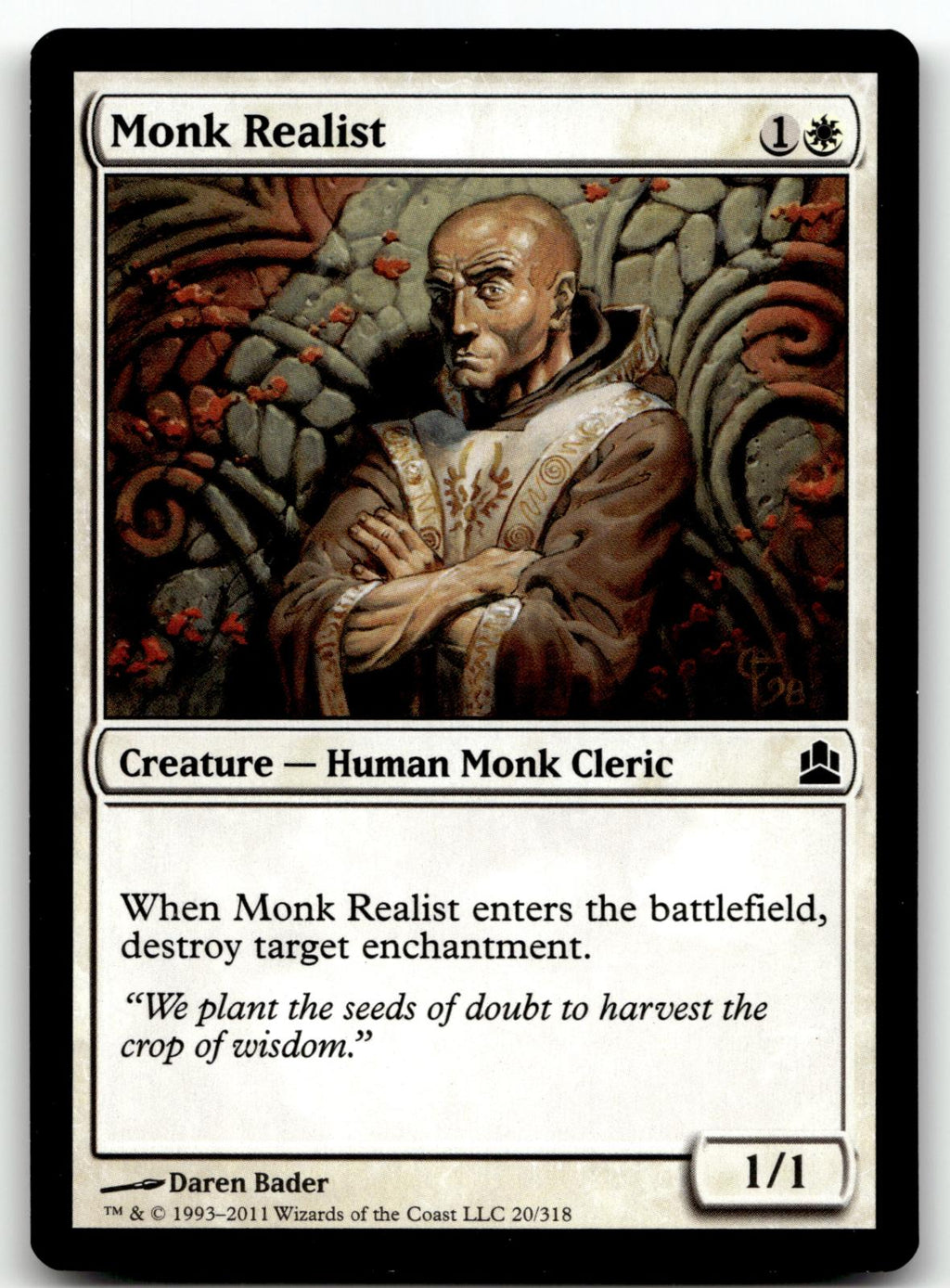 Monk Realist 20 Common Commander Magic: The Gathering Near Mint