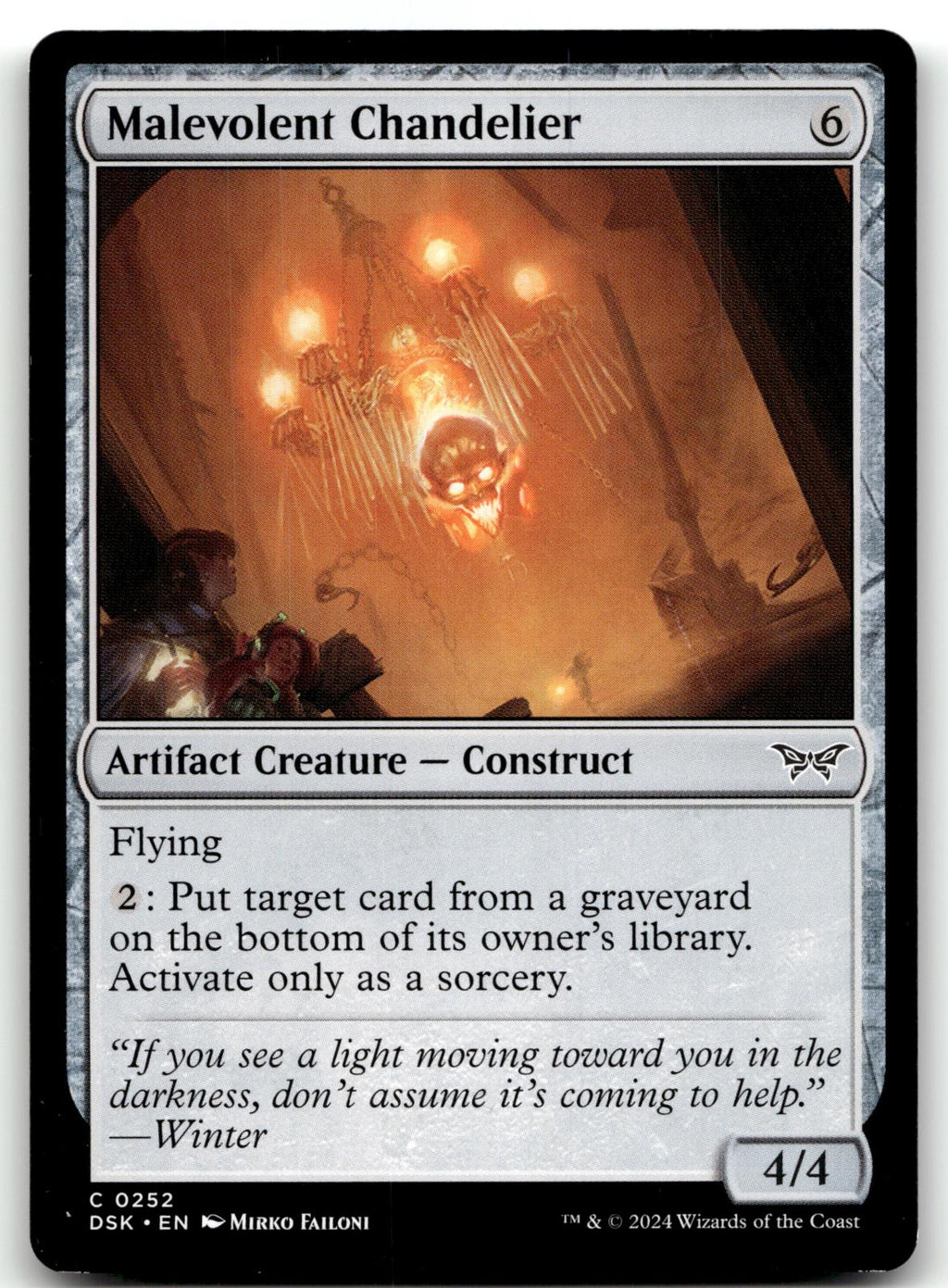 Malevolent Chandelier 252 Duskmourn: House of Horror Magic: The Gathering NM