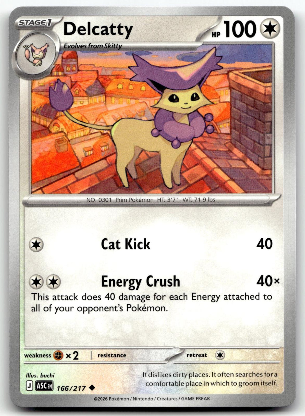 Delcatty 166/217 Uncommon Ascended Heroes Pokemon Near Mint