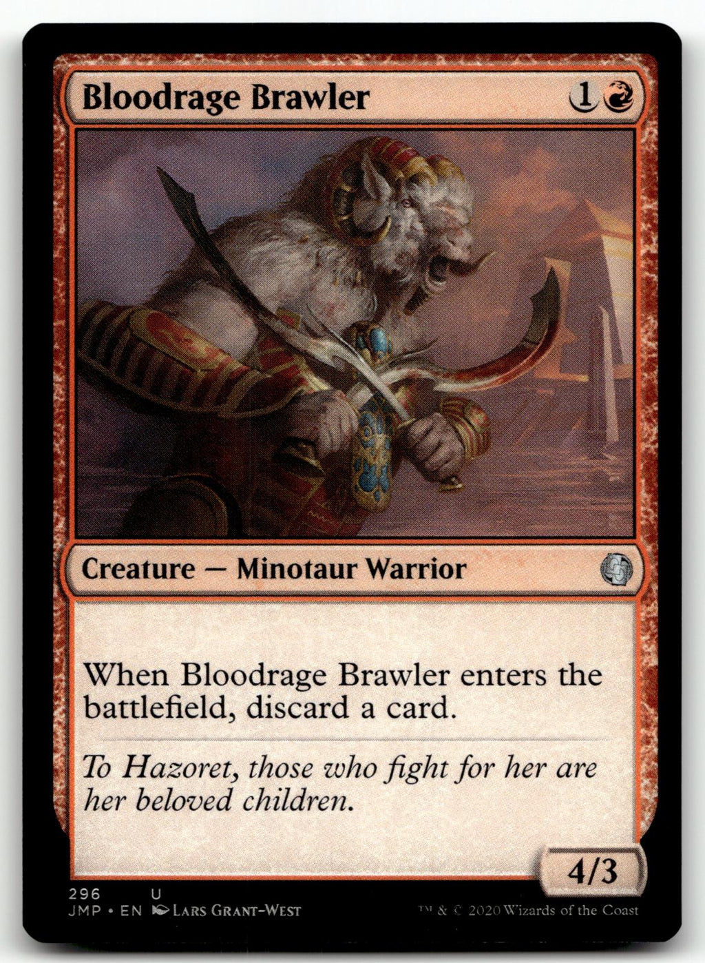 Bloodrage Brawler 296 Uncommon Jumpstart Magic: The Gathering Near Mint