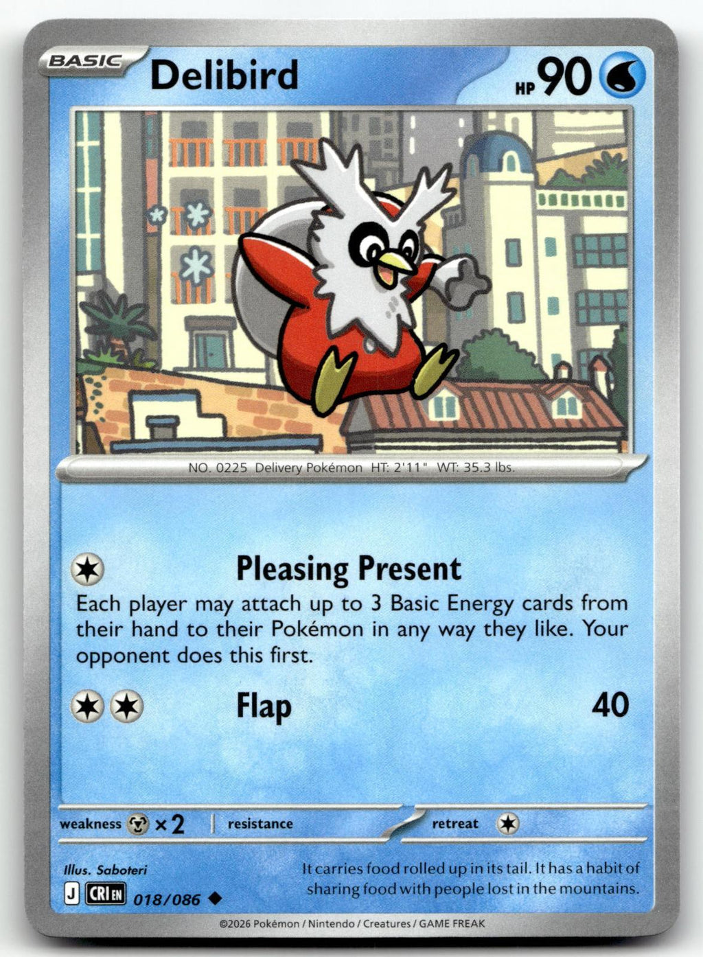 Delibird 018/086 Uncommon Chaos Rising Pokemon Near Mint