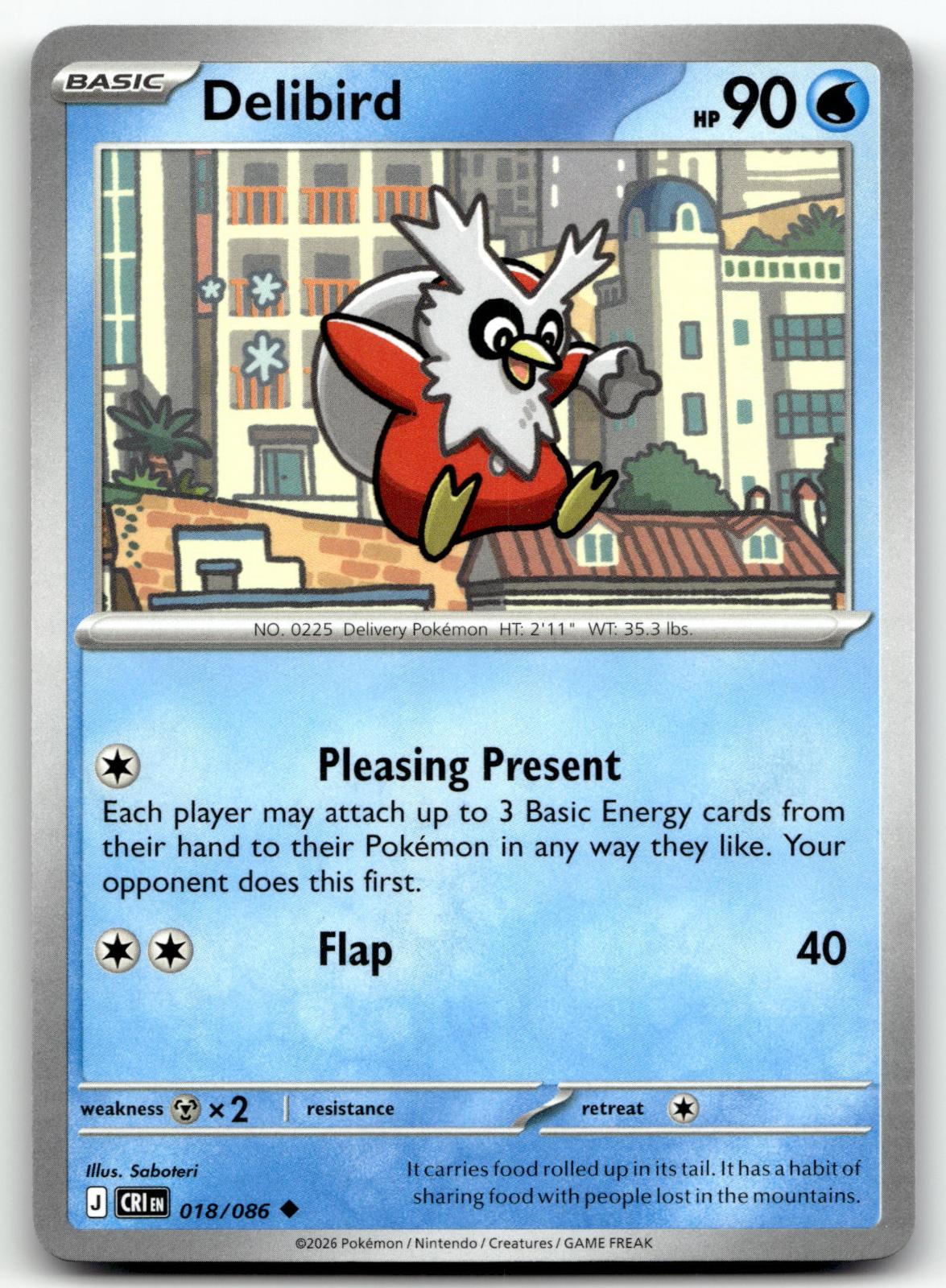 Delibird 018/086 Uncommon Chaos Rising Pokemon Near Mint
