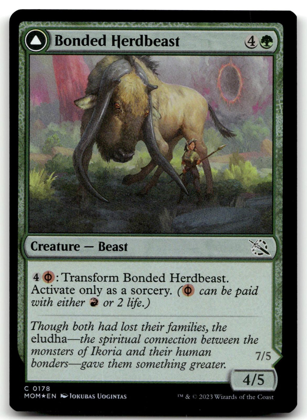 Bonded Herdbeast 178 Common March of the Machine Magic: The Gathering Foil NM